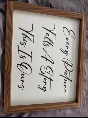 Framed White Wall Sign with Black Script